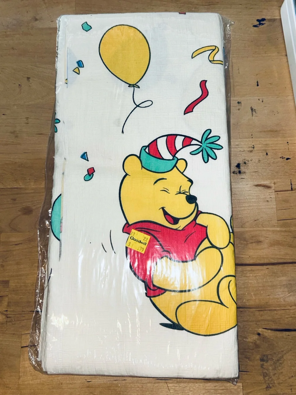 Vtg Winnie The Pooh Plastic Table Cover Disney Hallmark Party Tablecloth 54x102